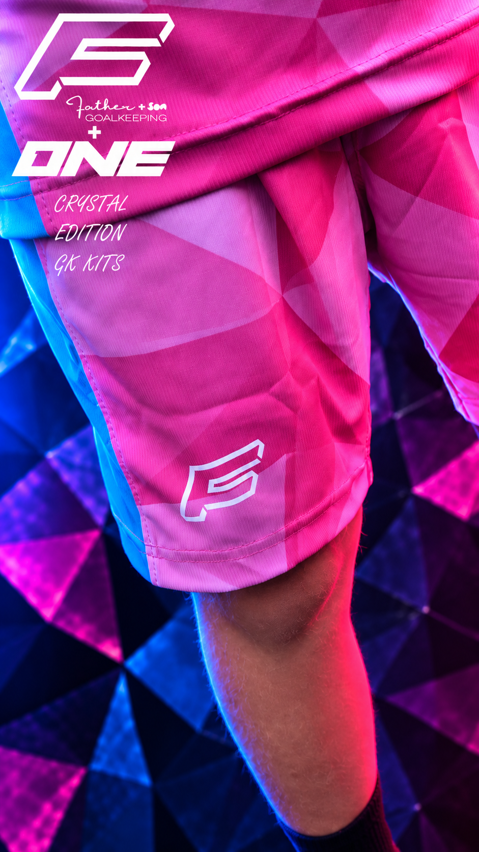 Junior Pink and Blue 'CRYSTAL' Father and Son GK x One Glove Match Kit (Copy)