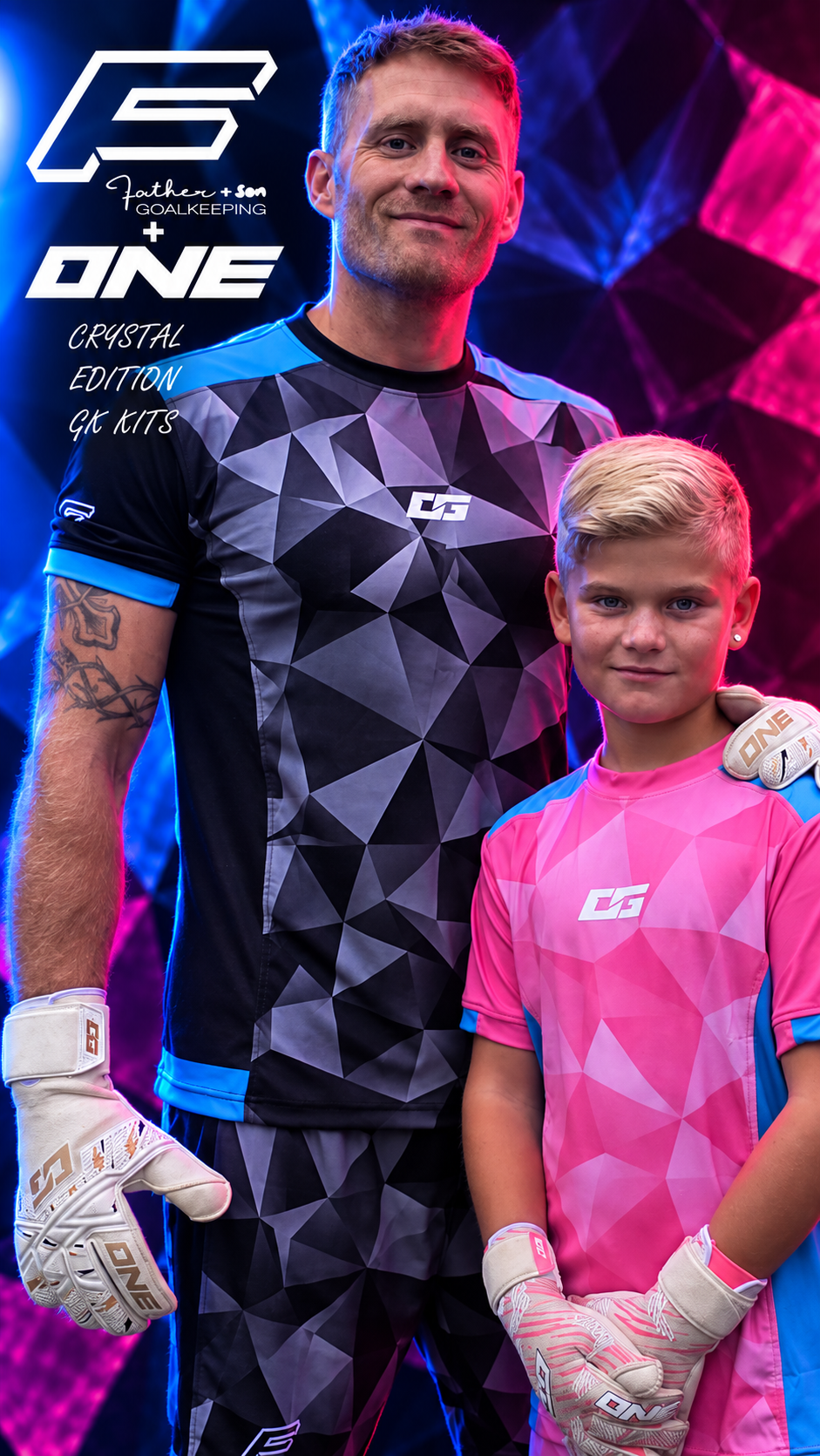 Adult Black and Grey Crystal Father and Son GK x One Glove training/match kit