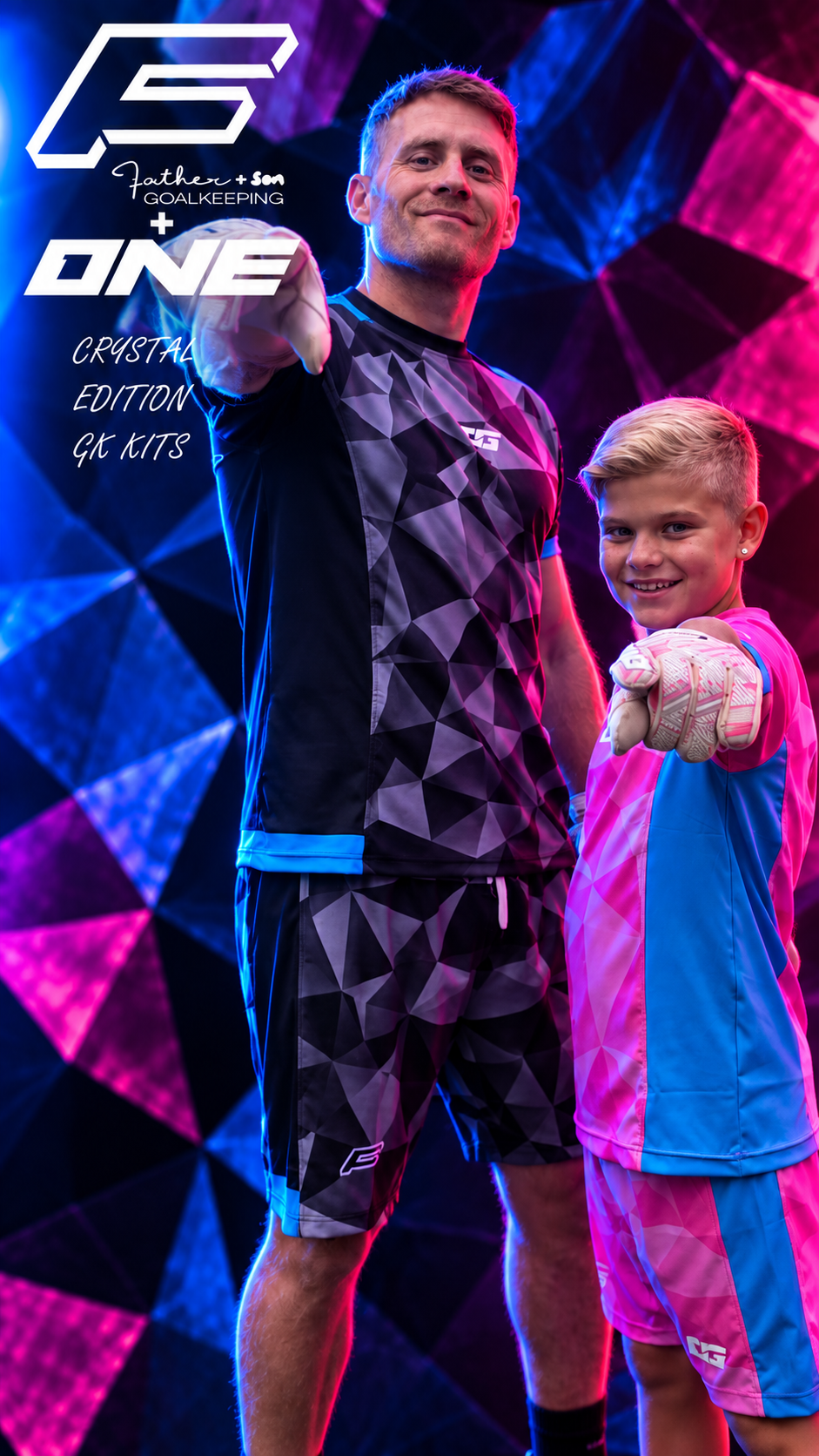 Adult Black and Grey Crystal Father and Son GK x One Glove training/match kit