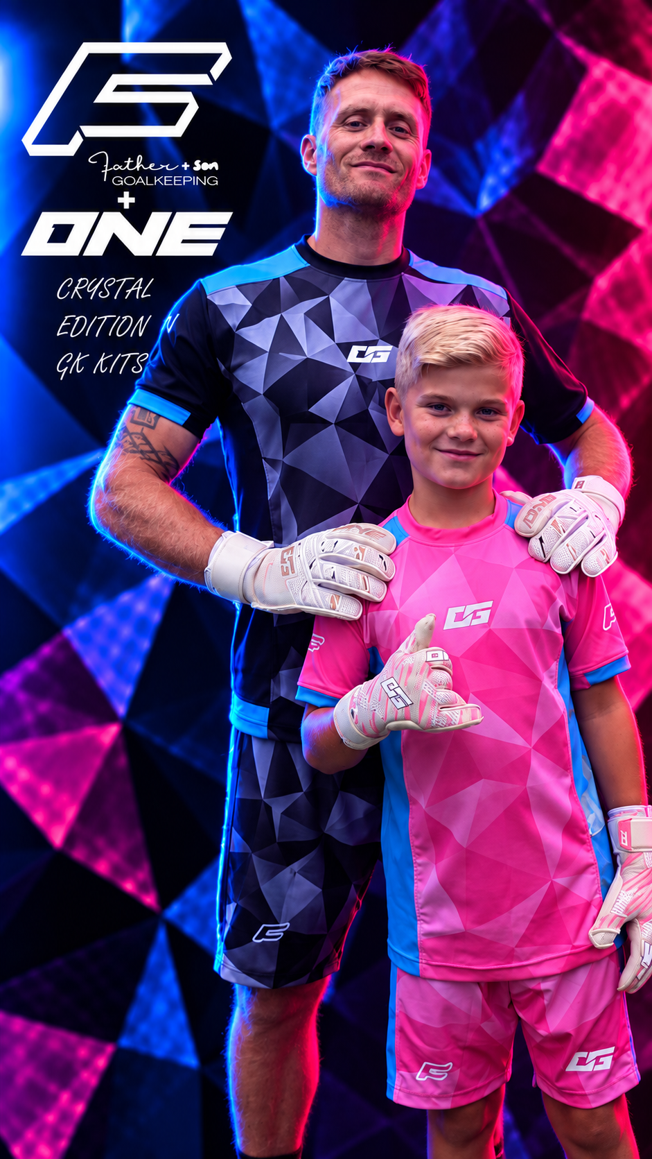 Adult Black and Grey Crystal Father and Son GK x One Glove training/match kit